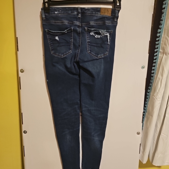 Women's Size 0 Short American Eagle Next Level Stretch Jegging Blue Denim Jeans - Picture 6 of 10